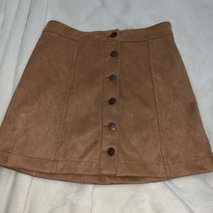Suede button up skirt